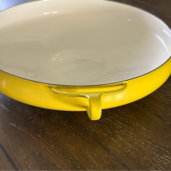 Vintage Mid-Century Dansk Yellow Enamel Coated Cast Iron Kobenstyle Paella Pan - Picture 6 of 13